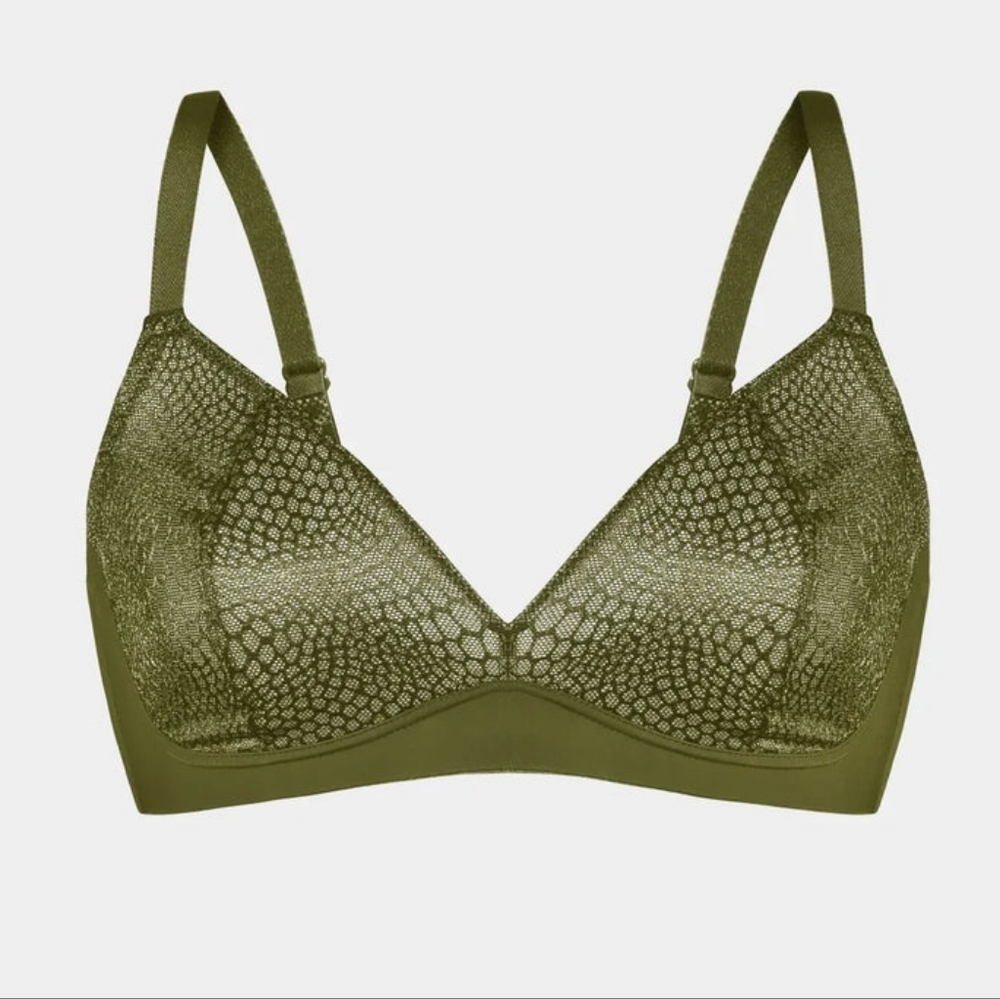 New Limited Edition Knix Wireless Lace Bra Olive Green Bra Size XXXXL